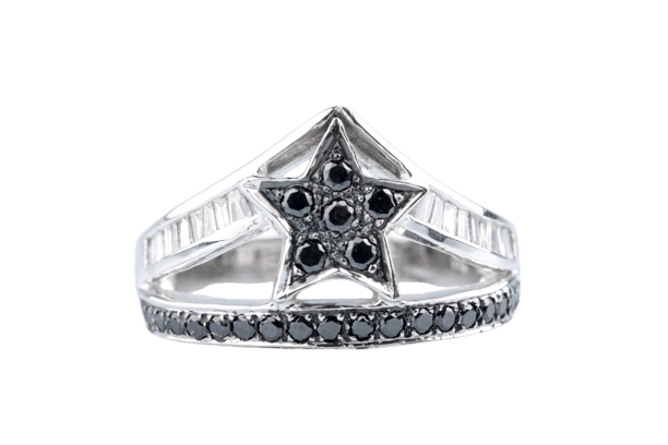 Bague 54 Bague étoile en or blanc 18K et diamants noirs et blancs 58 Facettes BG31300267-107