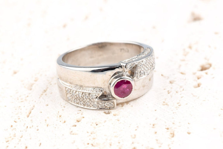 Bague 57 Bague rubis et diamants en or blanc 18 carats 58 Facettes BG41400035-107