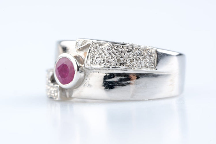 Bague 57 Bague rubis et diamants en or blanc 18 carats 58 Facettes BG41400035-107