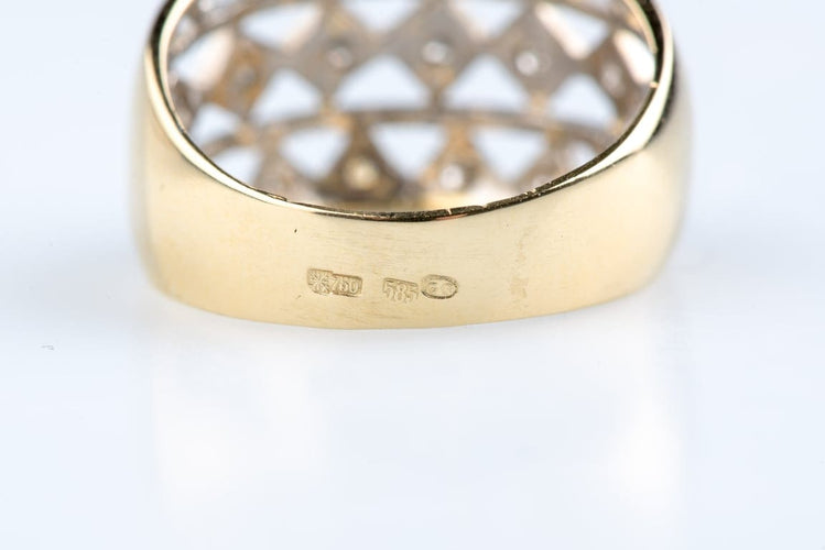 Bague 56 Bague ajourée en or jaune et blanc 18K sertie de diamants 58 Facettes BGDIAM5489-107
