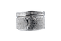 Bague 53 Bague large en or blanc 18K pavée de diamants noirs et blancs 58 Facettes BG-31300005-107