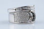 Bague 53 Bague large en or blanc 18K pavée de diamants noirs et blancs 58 Facettes BG-31300005-107