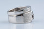 Bague 53 Bague large en or blanc 18K pavée de diamants noirs et blancs 58 Facettes BG-31300005-107