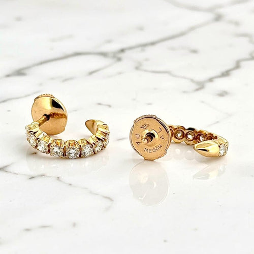 Boucles d'oreilles Boucles d'oreilles demi-créoles en or jaune 18 carats et diamants 58 Facettes Ac12825