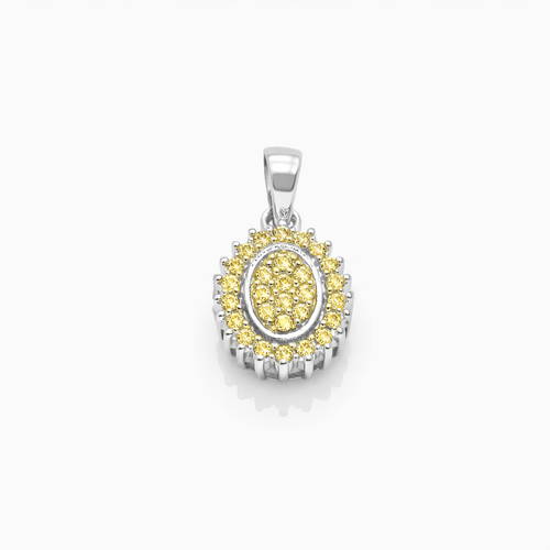 Pendentif Pendentif en or blanc 14 carats et diamants jaunes 58 Facettes Pendentif en or et diamants jaune