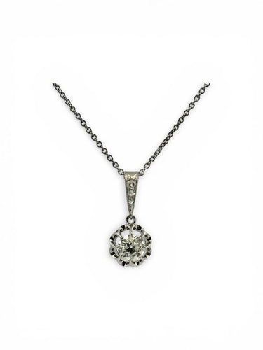 Collier Pendentif édouardien avec chaîne en or gris 18 carats et diamants 58 Facettes 90842+ ac12825