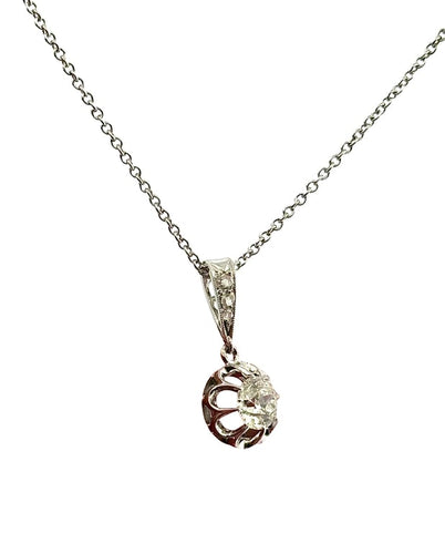 Collier Pendentif édouardien avec chaîne en or gris 18 carats et diamants 58 Facettes 90842+ ac12825