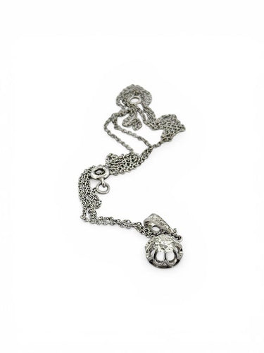 Collier Pendentif édouardien avec chaîne en or gris 18 carats et diamants 58 Facettes 90842+ ac12825