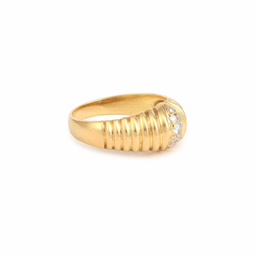 Bague 49 Bague de petit doigt godrons en or jaune 18 carats et diamants 58 Facettes BD218
