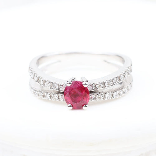 Bague 56 Bague rubis et diamants en or blanc 18K 58 Facettes 138317D