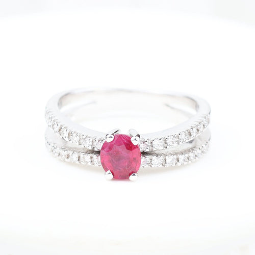 Bague 56 Bague rubis et diamants en or blanc 18K 58 Facettes 138317D