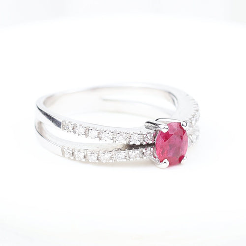 Bague 56 Bague rubis et diamants en or blanc 18K 58 Facettes 138317D