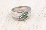 Bague 56 Bague étoile en or jaune et blanc 18K avec émeraude et diamants 58 Facettes BGETOIEM-107