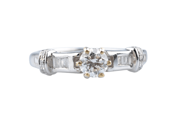 Bague 54 Alliance diamant en or blanc 18K avec diamants taille baguette 58 Facettes BG1117357-107