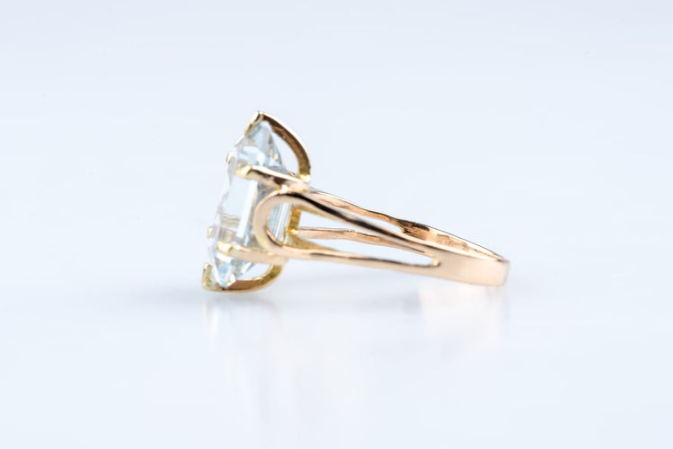 Bague 56 Bague topaze bleue en or blanc 18K 58 Facettes BGTOPOC622-107