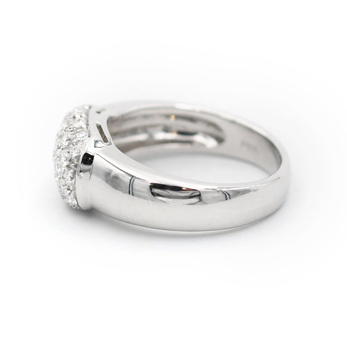 Bague Bague en or blanc 18 carats sertie de diamants pavés (0,62 ct) 58 Facettes 22450