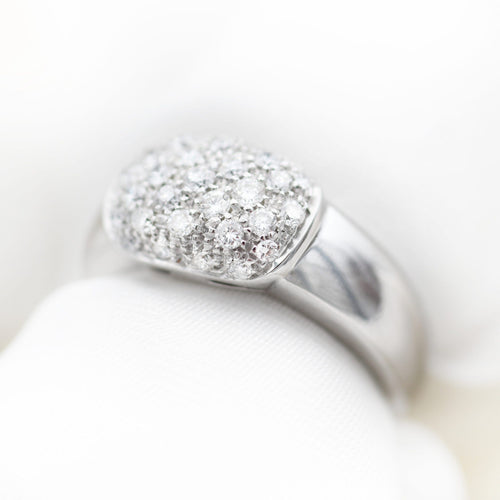 Bague Bague en or blanc 18 carats sertie de diamants pavés (0,62 ct) 58 Facettes 22450