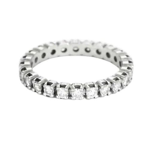 Bague 53 Alliance Américaine or blanc et diamants 1,5 cts 58 Facettes GU184