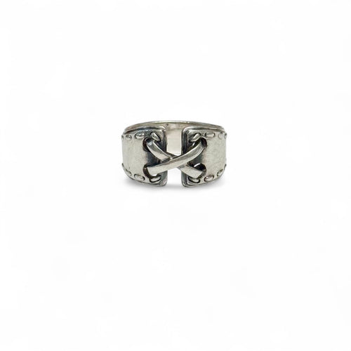 Bague Hermès - Bague en argent 925 modèle ouvert à attaches croisillons 58 Facettes REF2521-288