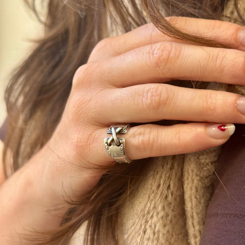 Bague 48 Hermès - Bague ouverte en argent 58 Facettes REF2521-288