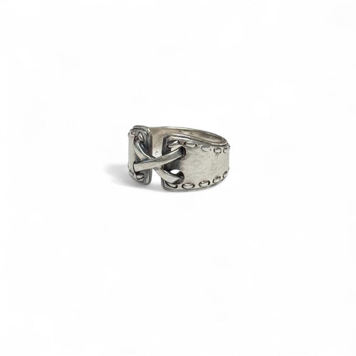 Bague Hermès - Bague en argent 925 modèle ouvert à attaches croisillons 58 Facettes REF2521-288