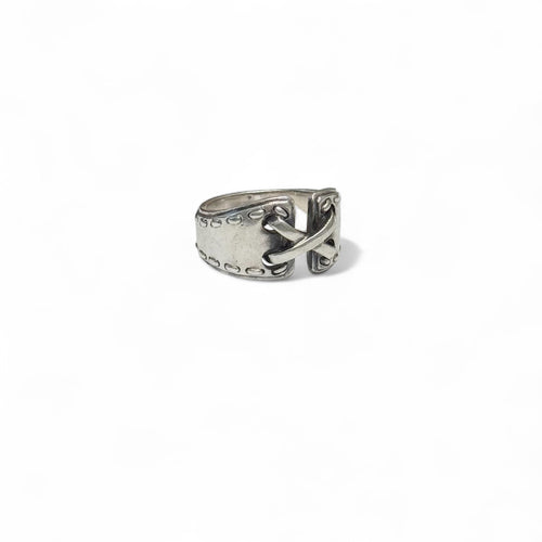 Bague Hermès - Bague en argent 925 modèle ouvert à attaches croisillons 58 Facettes REF2521-288