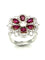 Bague 60 Mouawad - Bague marguerite en or blanc 18K, diamants et rubis 58 Facettes MOUAWAD Bague