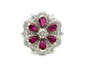 Bague 60 Mouawad - Bague marguerite en or blanc 18K, diamants et rubis 58 Facettes MOUAWAD Bague