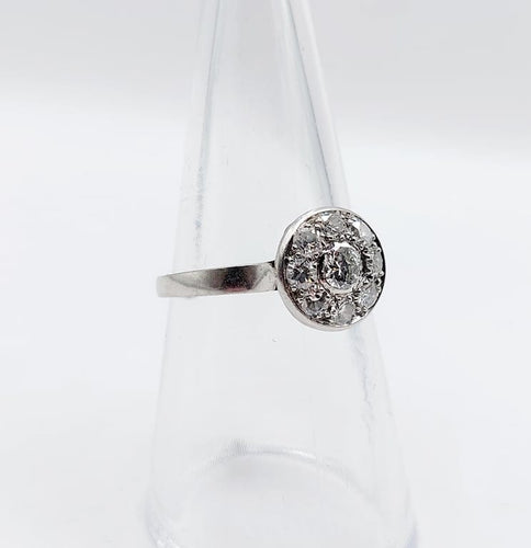 Bague 53 Bague marguerite Art déco en platine et diamants 0,55 ct 58 Facettes A06699