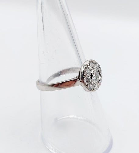 Bague 53 Bague marguerite Art déco en platine et diamants 0,55 ct 58 Facettes A06699