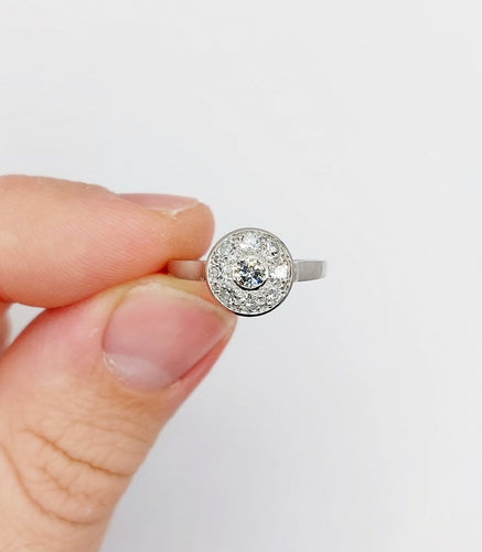 Bague 53 Bague marguerite Art déco en platine et diamants 0,55 ct 58 Facettes A06699