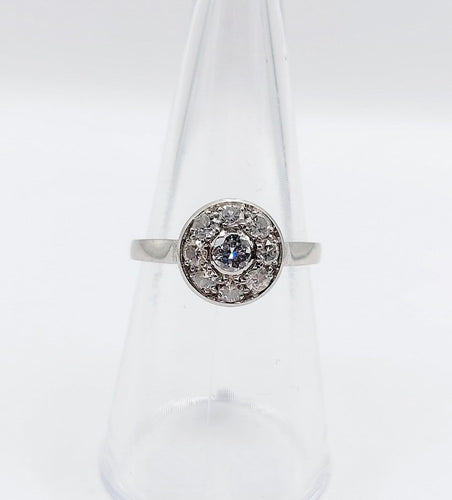Bague 53 Bague marguerite Art déco en platine et diamants 0,55 ct 58 Facettes A06699