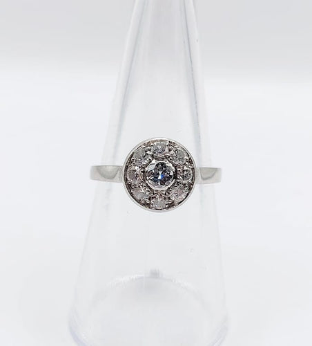 Bague 53 Bague marguerite Art déco en platine et diamants 0,55 ct 58 Facettes A06699