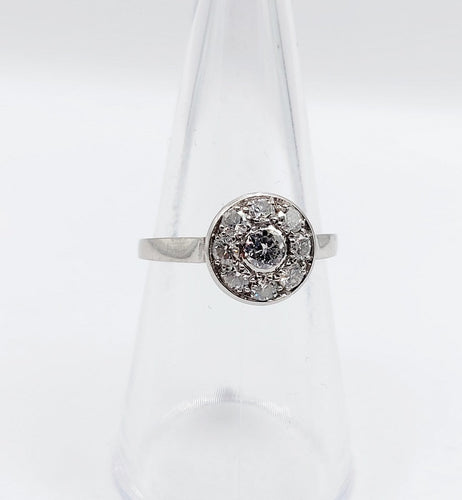Bague 53 Bague marguerite Art déco en platine et diamants 0,55 ct 58 Facettes A06699