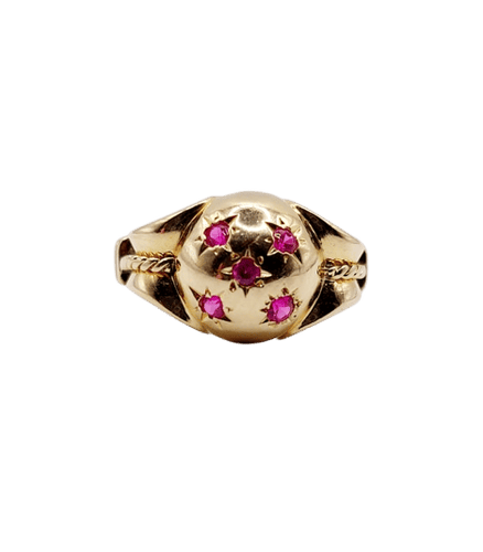 Bague 55.5 Bague dôme en or rose 18k aux rubis synthétiques, circa 1950 58 Facettes A06700