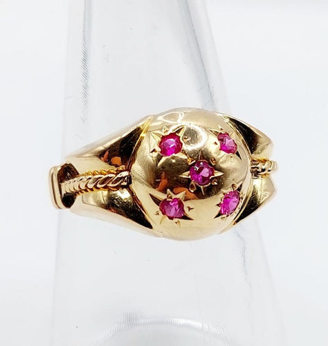 Bague 55.5 Bague dôme en or rose 18k aux rubis synthétiques, circa 1950 58 Facettes A06700