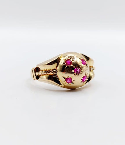 Bague 55.5 Bague dôme en or rose 18k aux rubis synthétiques, circa 1950 58 Facettes A06700