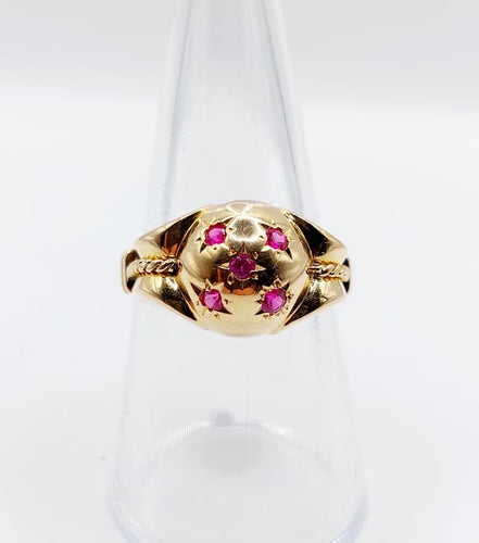 Bague 55.5 Bague dôme en or rose 18k aux rubis synthétiques, circa 1950 58 Facettes A06700