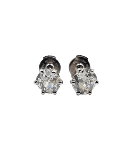 Boucles d'oreilles Puces d’oreilles en or blanc 18k avec diamants taille ancienne 2,00 ct 58 Facettes A06701