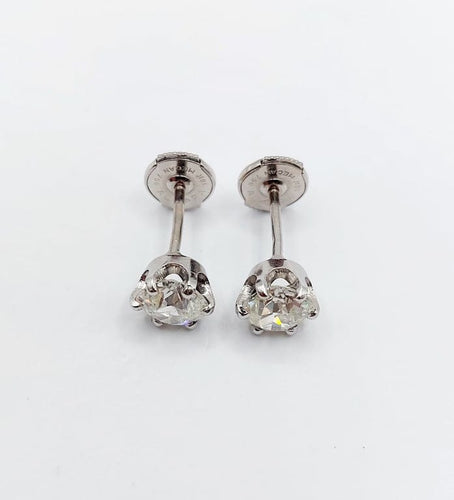 Boucles d'oreilles Puces d’oreilles en or blanc 18k avec diamants taille ancienne 2,00 ct 58 Facettes A06701