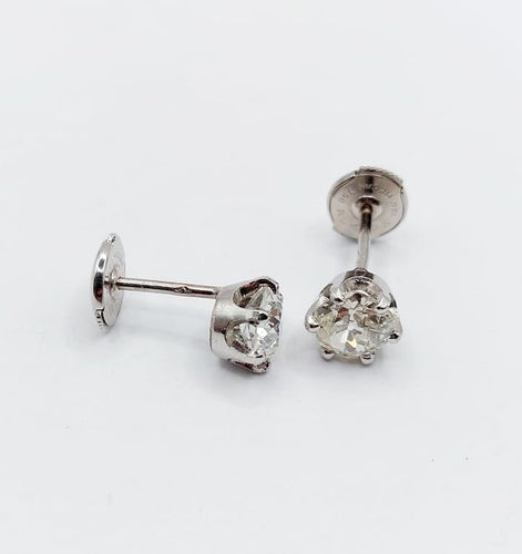 Boucles d'oreilles Puces d’oreilles en or blanc 18k avec diamants taille ancienne 2,00 ct 58 Facettes A06701