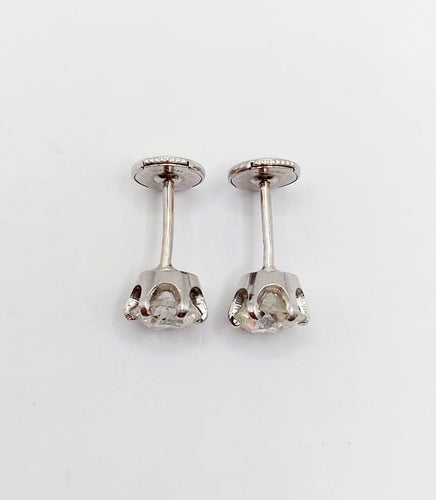 Boucles d'oreilles Puces d’oreilles en or blanc 18k avec diamants taille ancienne 2,00 ct 58 Facettes A06701