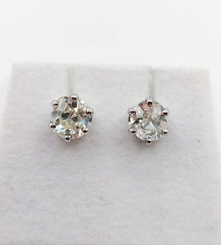 Boucles d'oreilles Puces d’oreilles en or blanc 18k avec diamants taille ancienne 2,00 ct 58 Facettes A06701