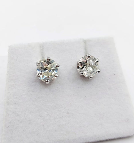 Boucles d'oreilles Puces d’oreilles en or blanc 18k avec diamants taille ancienne 2,00 ct 58 Facettes A06701