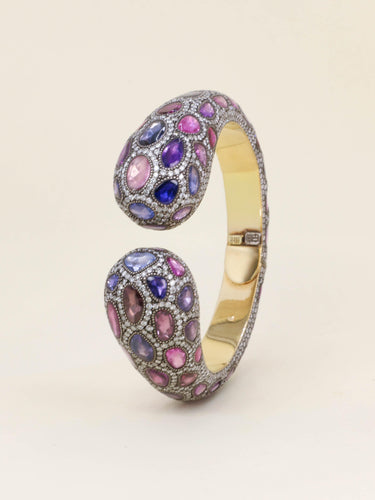 Bracelet ANDRE MARCHA Bracelet jonc saphirs diamants 58 Facettes 1242.5
