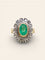 Bague 52 Bague ancienne or argent émeraude ovale diamants 58 Facettes 1174.7