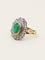 Bague 52 Bague ancienne or argent émeraude ovale diamants 58 Facettes 1174.7