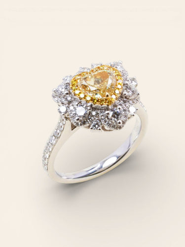 Pendentif Bague Diamant coeur jaune Fancy Yellow 1 carat convertible Pendentif 58 Facettes 1214.2