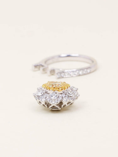 Pendentif Bague Diamant coeur jaune Fancy Yellow 1 carat convertible Pendentif 58 Facettes 1214.2