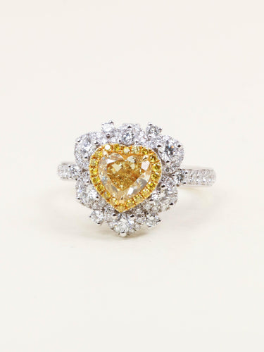 Pendentif Bague Diamant coeur jaune Fancy Yellow 1 carat convertible Pendentif 58 Facettes 1214.2